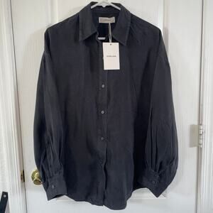 verlane Oversized Tencel Lyocell Button Down Shirt Womens S NWT Black
